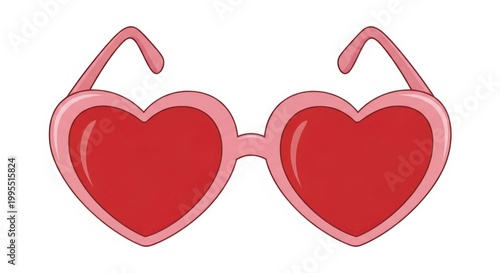 A pair of pink heart-shaped sunglasses on a white background