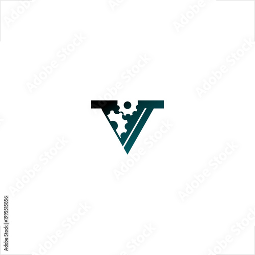Innovative V letter gear monogram designed for engineering niche, mechanical industry, and bold modern style, perfect for professional technical branding, industrial manufacturing identity, automation