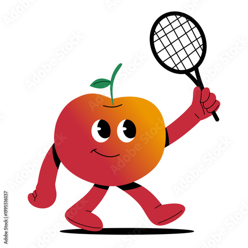Cute cartoon apple character set doing sports activities. Fun colorful mascot illustration representing healthy lifestyle, fitness, exercise, and active living in a modern flat design style
