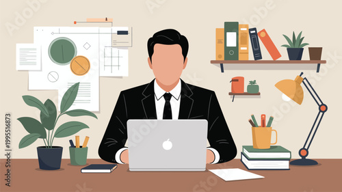 businessman working on laptop