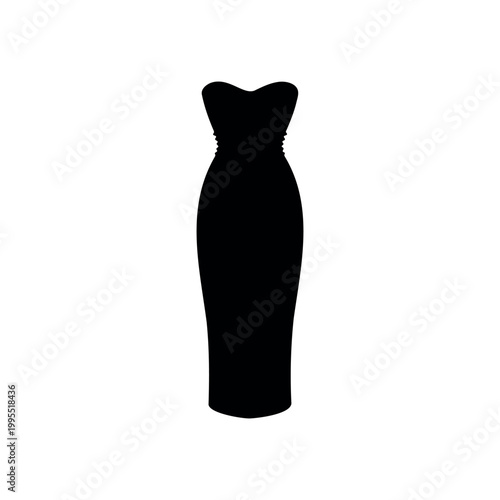 Corset midi dress silhouette vector flat illustration design.