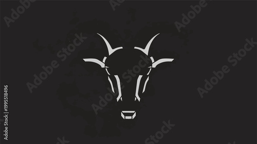 Minimalist Goat Head Silhouette Against a Dark Background.