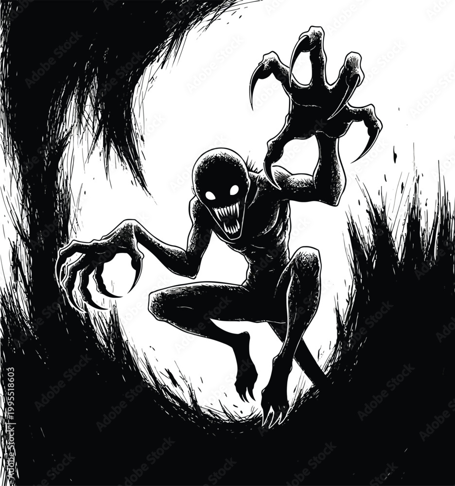 Fototapeta premium Venom comic book character in aggressive stance spider man marvel villain