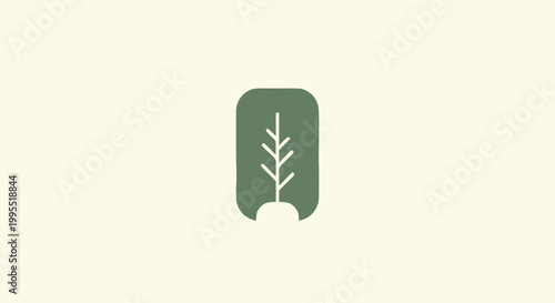 Minimalist Green Plant Logo Design on a Light Background.