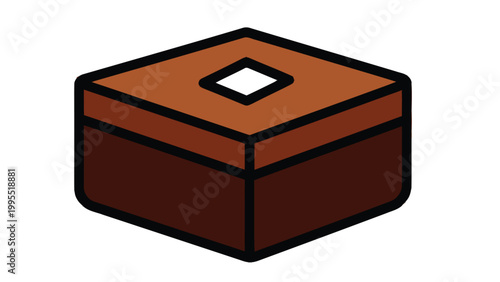 Isometric Illustration of a Brown Box with a Diamond Shape on Top.