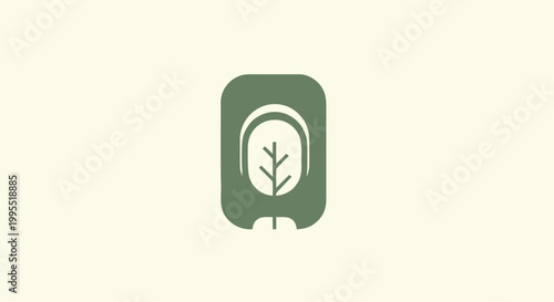 Minimalist Green Tree Logo Design on a Light Background.