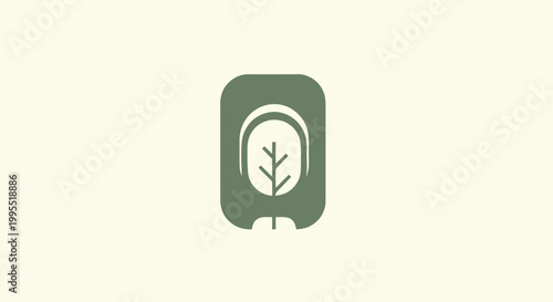 Minimalist Green Tree Logo Design on a Light Background.