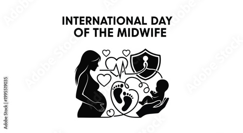 International Day of the Midwife vector graphic illustration celebrates maternal healthcare with a pregnant woman and a baby