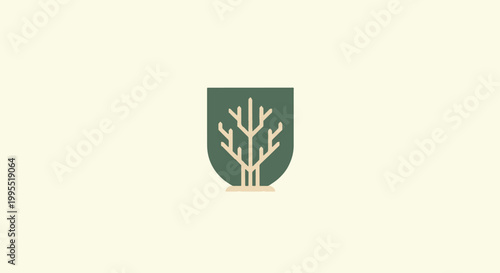 Minimalist Green Tree Logo Design on a Light Background.