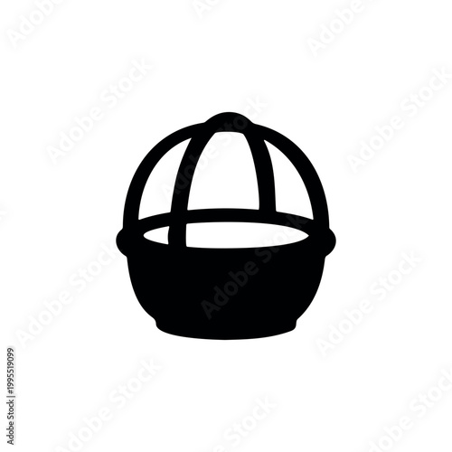 Empty wicker basket silhouette vector flat illustration design.