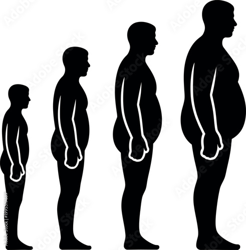 Silhouette illustration of human growth stages from child to adult male