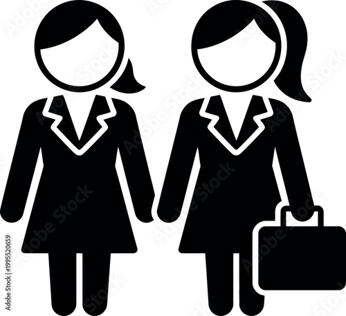 Two professional women walking together holding hands with one carrying a briefcase
