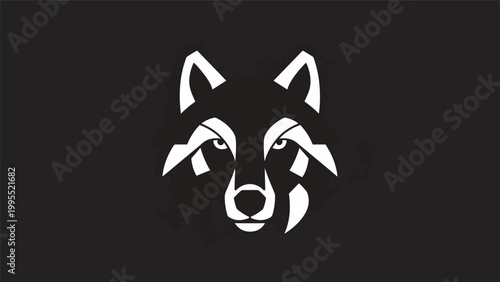 Geometric Wolf Head Silhouette on Dark Background for Design.