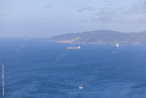View from Rock of Gibraltar of Bay of Gibraltar and Strait of Gibraltar, Gibraltar, United Kingdom