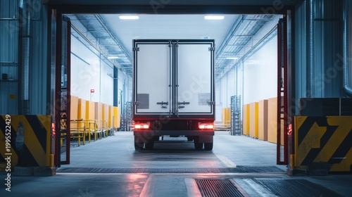 Refrigerated Truck Backed Into Warehouse Loading Bay