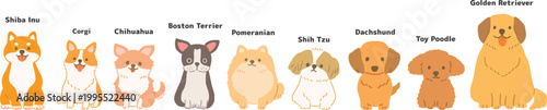 色々な種類の犬のかわいいイラストセット