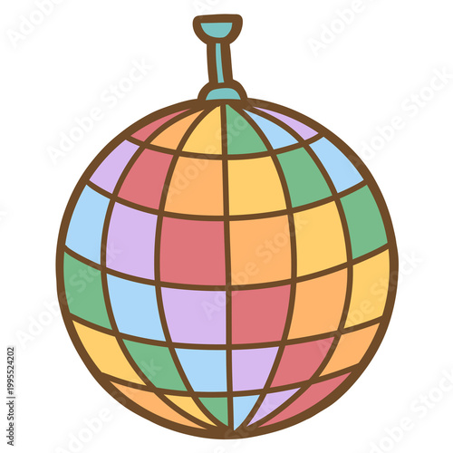 Cute Pride Month rainbow disco ball clipart