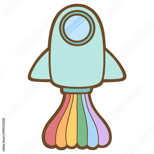 Cute Pride Month rainbow rocket clipart png
