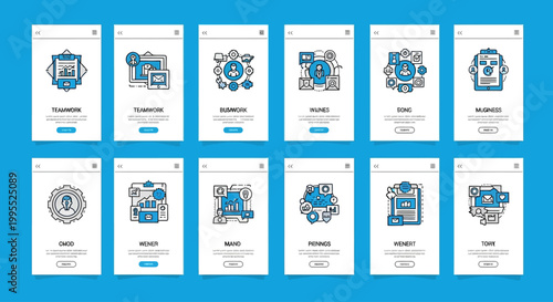 Set of vertical banners with icons on the theme of digital marketing and online services