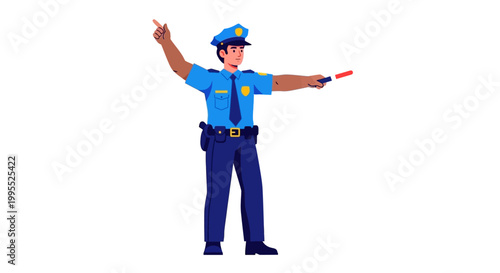 Police Officer Directing Traffic Outdoors.