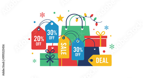 Colorful shopping sale discount tags.