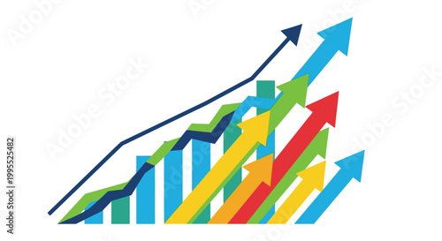 Colorful Graph with Growing Arrows Trend.