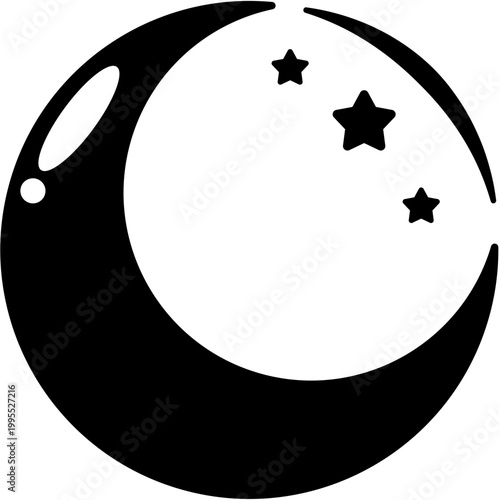 Crescent Moon Shines with Stars