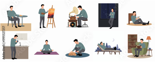 Flat Style Various Lifestyle of People Doing Activities Illustration