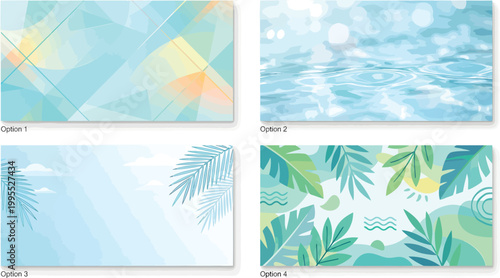 Four different design options for a presentation slide with various patterns and colors