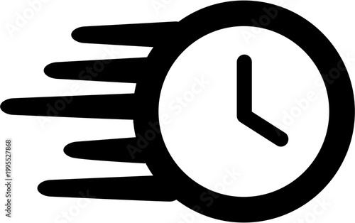 A clock with motion lines