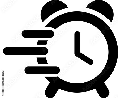 A speeding alarm clock illustration
