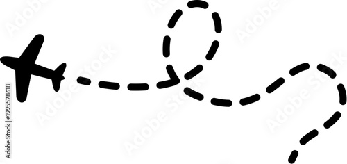 Airplane flying trajectory path