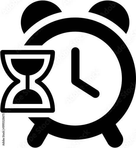 Alarm clock with hourglass symbol
