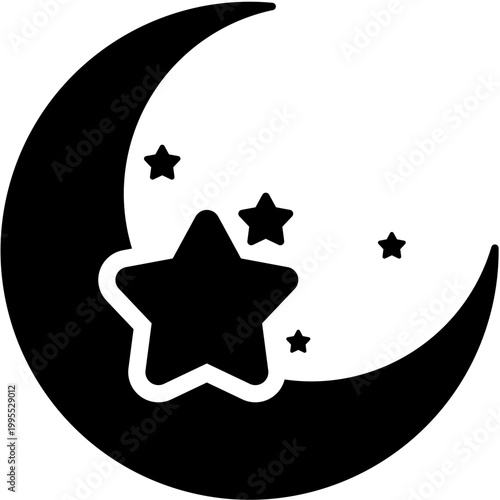 Crescent Moon Shines with Stars