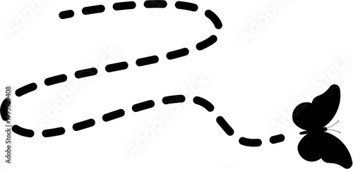 Butterfly follows dotted path lines