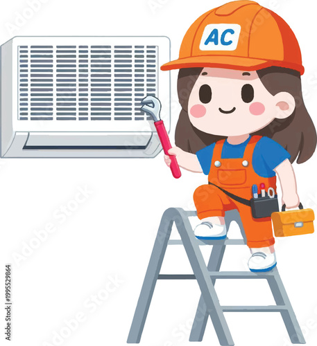 Kawaii AC Technician Character