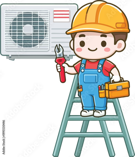 Kawaii AC Technician Character