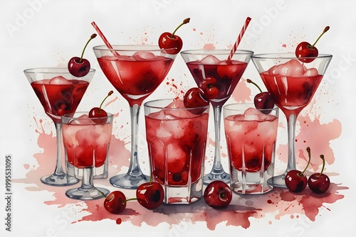 Cherry cocktails being mixed at a bar