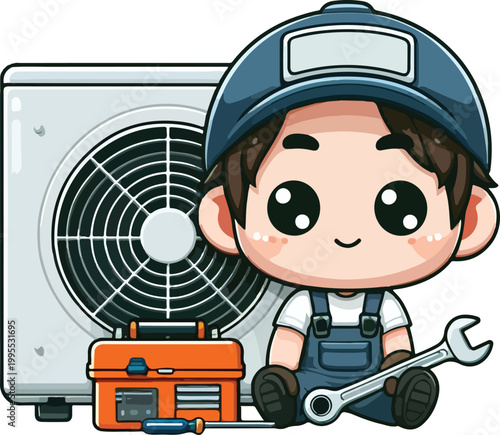 Kawaii AC Technician Character