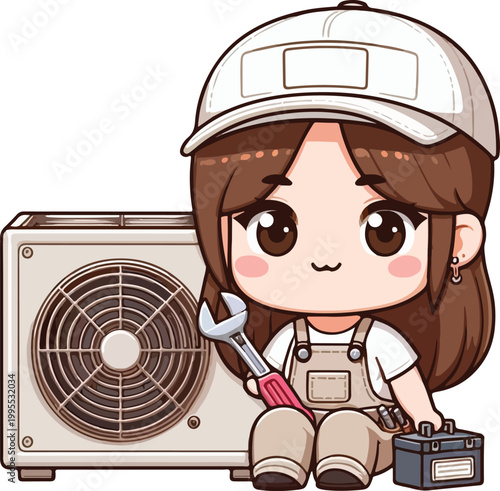 Kawaii AC Technician Character