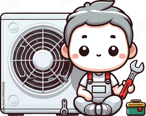Kawaii AC Technician Character