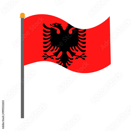Albania flag waVing on a pole