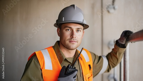 Inverter yard attendant wearing safety vest and hard hat at work