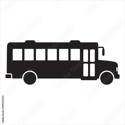 Black silhouette of school bus for educational transportation concept