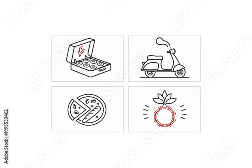 food delivery icons pizza box delivery fast service
