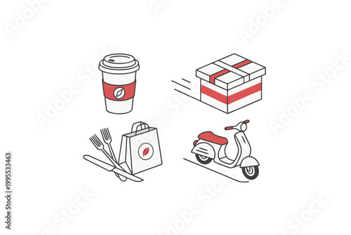 food delivery icons takeaway coffee cup hot drink