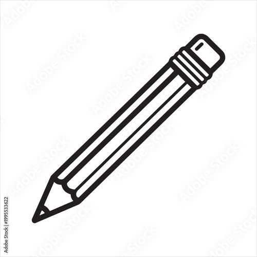 Pencil drawing vector illustration back to school art supply stationery eps silhouette