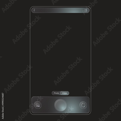 Modern Glassmorphism Mobile Camera UI Screen Vector Template