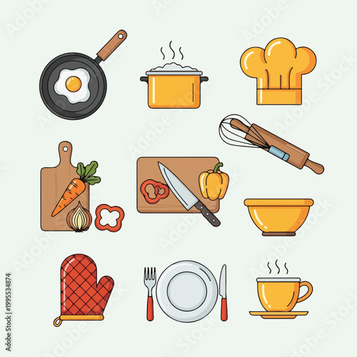 Foto Colorful kitchen items illustration