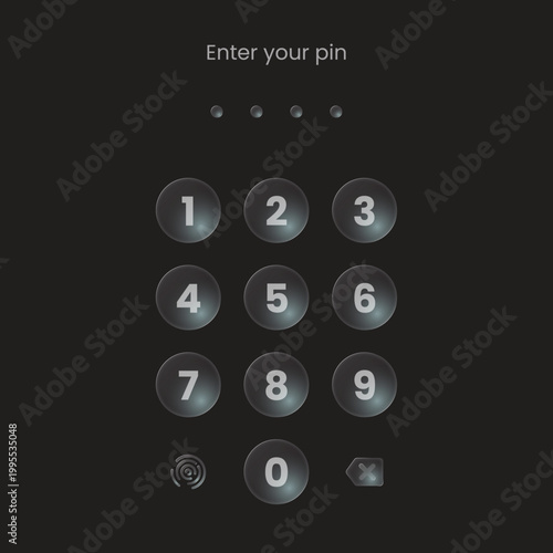 Minimalist Glassmorphism Lock Screen UI Vector Button